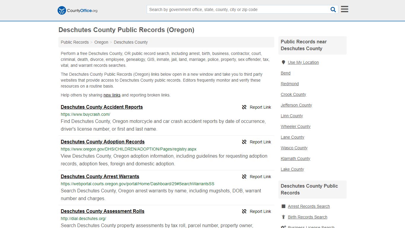 Public Records - Deschutes County, OR (Business, Criminal, GIS ...